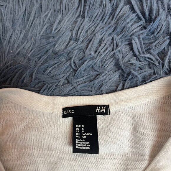H&M White Striped Cropped Cotton Cardigan Size S - Picture 2 of 5